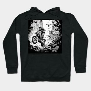 Dirt bike stunt - black and white in city Hoodie